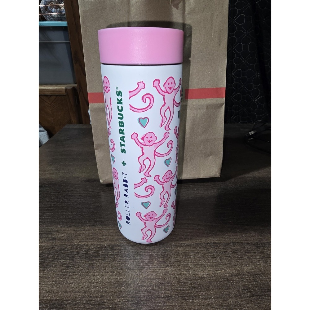 Starbucks X Roller Rabbit Stainless Tumbler Mug Cup Holiday Christmas 2025 🐒🩷